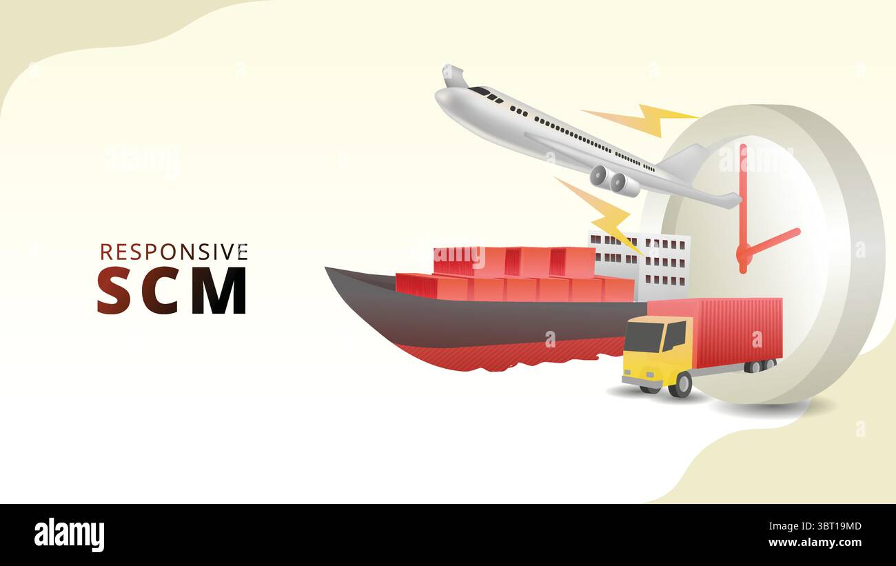 Responsive scm-Konzept. Isometrische 3D-Vektorgrafik für das Supply Chain Management Stock Vektor
