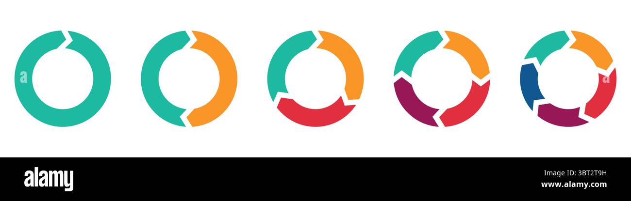 Kreispfeil Symbol Vektorillustration festlegen, aktualisieren, neu laden, Satz von Kreispfeilen drehen, verschiedene Kreispfeile schwarzer Farbe isoliert, recyceln Stock Vektor