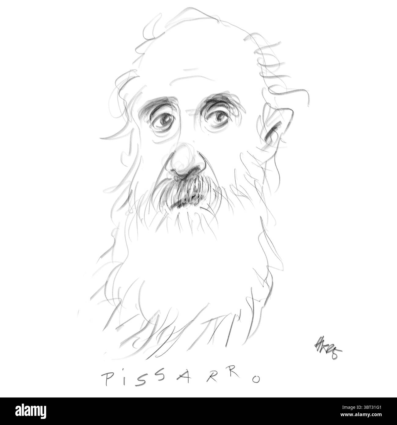 Bleistift Porträt Camille Pissarro Stockfoto