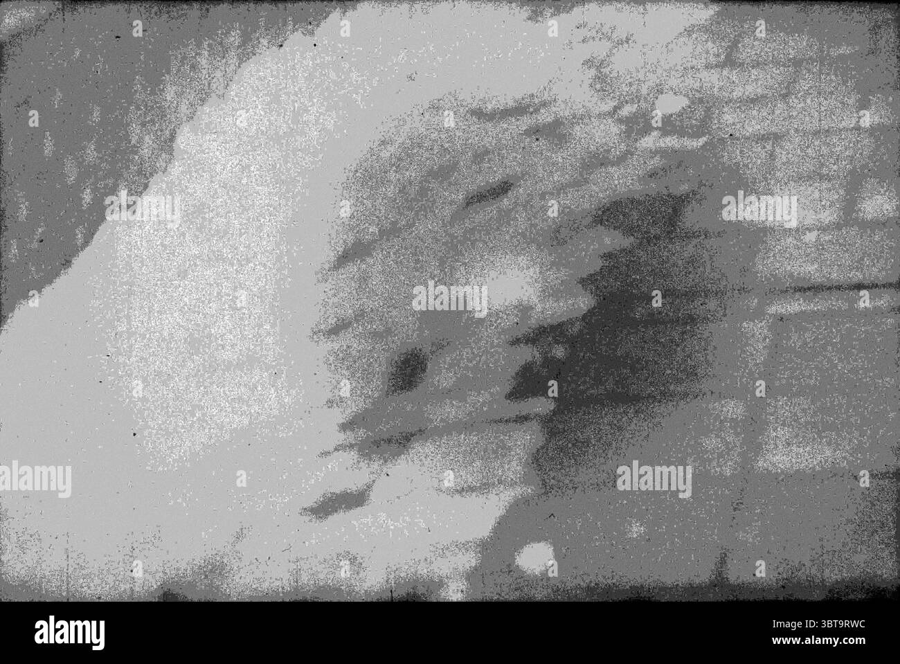 Ligterink-Nunn Blast Furnace Chess Tournament Wijk aan Zee, Whizgle News, Dutch Desk, Niederlande, 1950 - 2000 am 26-01-1985. Diese Themen sind in der Abbildung dargestellt. Die Szene präsentiert eine strukturierte Oberfläche mit einem überwiegend monochromatischen Farbschema, das dezente Grau- und Weißtöne zeigt. Es scheint eine körnige Qualität zu haben, die ein abstraktes und etwas ätherisches Gefühl vermittelt. Im Vordergrund befinden sich Wirbel und Streifen, die auf Bewegung hinweisen, fast so, als ob eine Flüssigkeit oder ein Rauch gestört würde. Die Formen sind fließend und dynamisch und erzeugen ein Gefühl von Tiefe. Der Hintergrund wird angezeigt Stockfoto