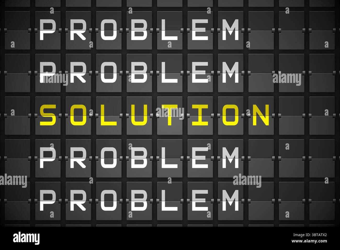 Probleme und Lösung auf mechanische Tafel Stockfoto