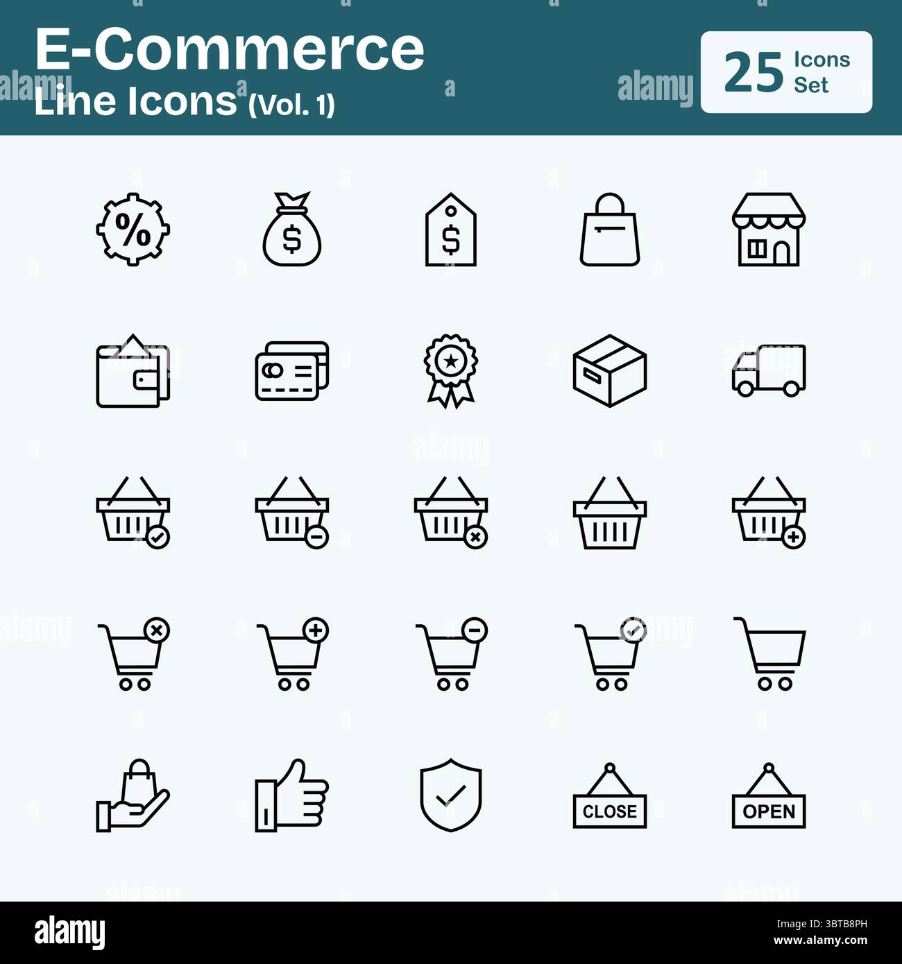 E-Commerce-Zeilensymbole (Band 1) Stock Vektor