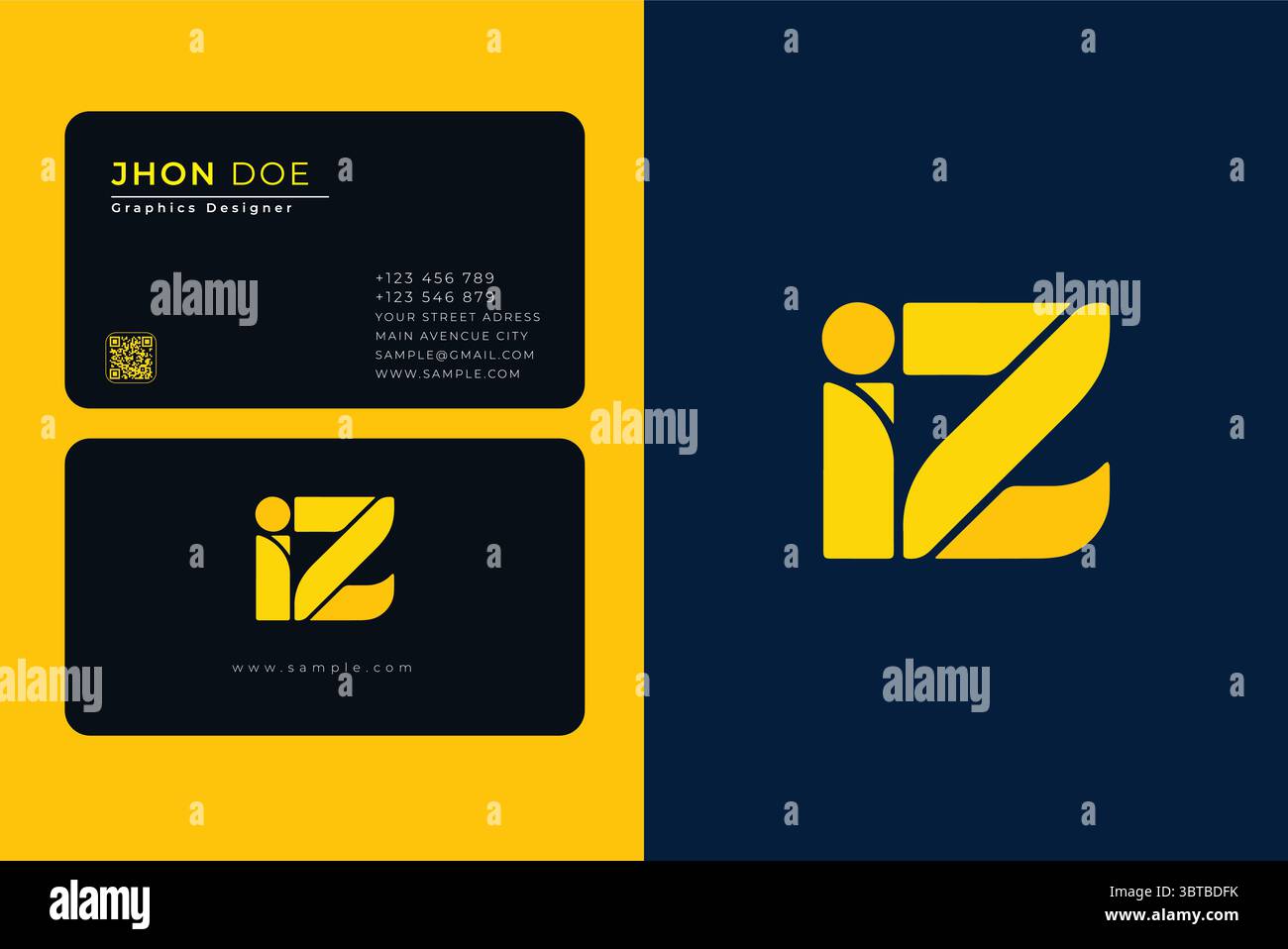 IZ Logo Design: Modernes Monogramm-Branding für Visitenkarten und Identität Stock Vektor