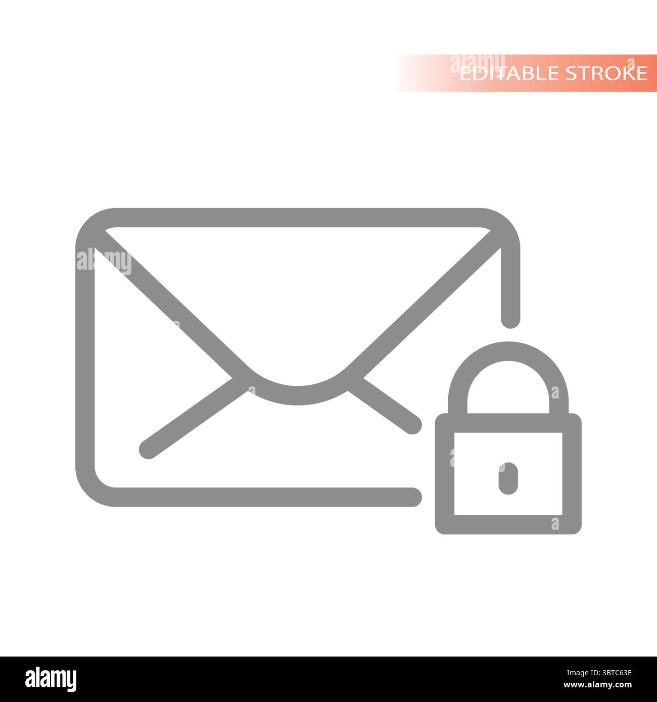 Umschlag oder Letter mit Vektorsymbol für Vorhängeschloss. Sichere, gesicherte oder passwortgeschützte und verschlüsselte E-Mails oder E-Mails. Stock Vektor