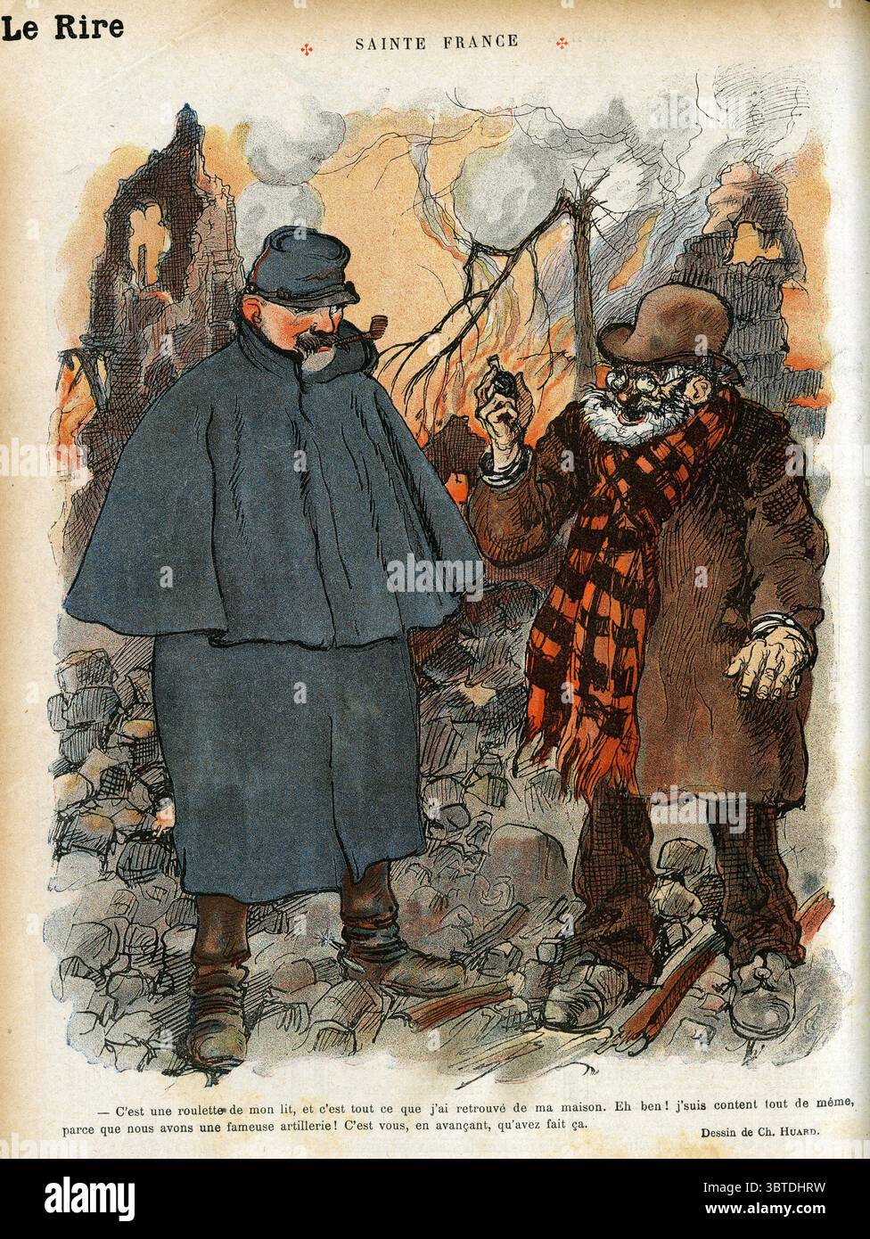 Le Rire Sainte France es ist ein Rad meines Bettes, und das habe ich in meinem Haus gefunden. Na Ja! Ich bin trotzdem glücklich, denn wir haben eine berühmte Artillerie! Du bist es, indem du vorrückst, von Huard gezeichnet Stockfoto
