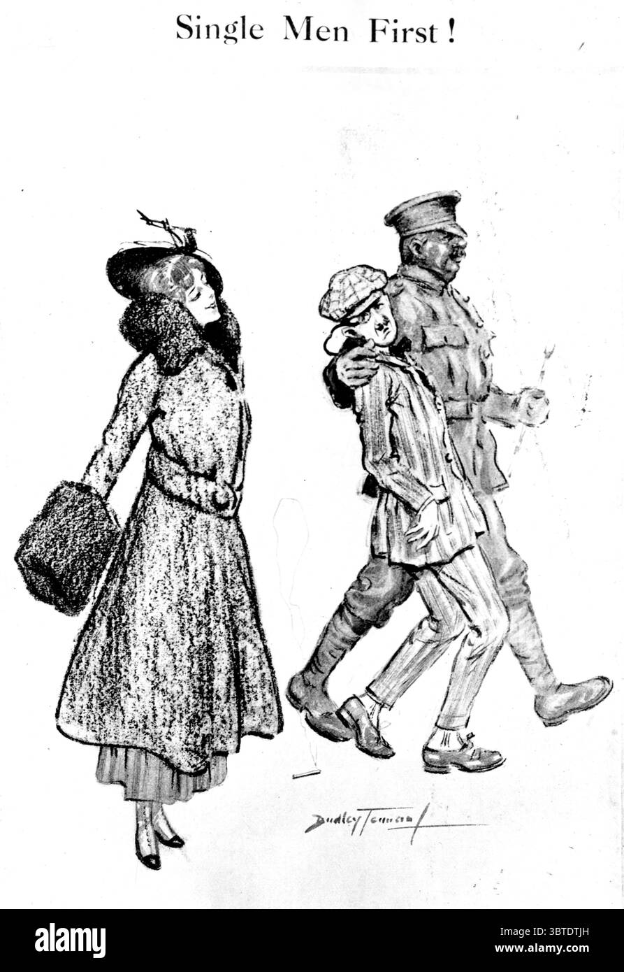 Umstehende Wehrpflicht ( verheiratete Männer waren anfangs nicht zur Wehrpflicht berechtigt ) Stockfoto