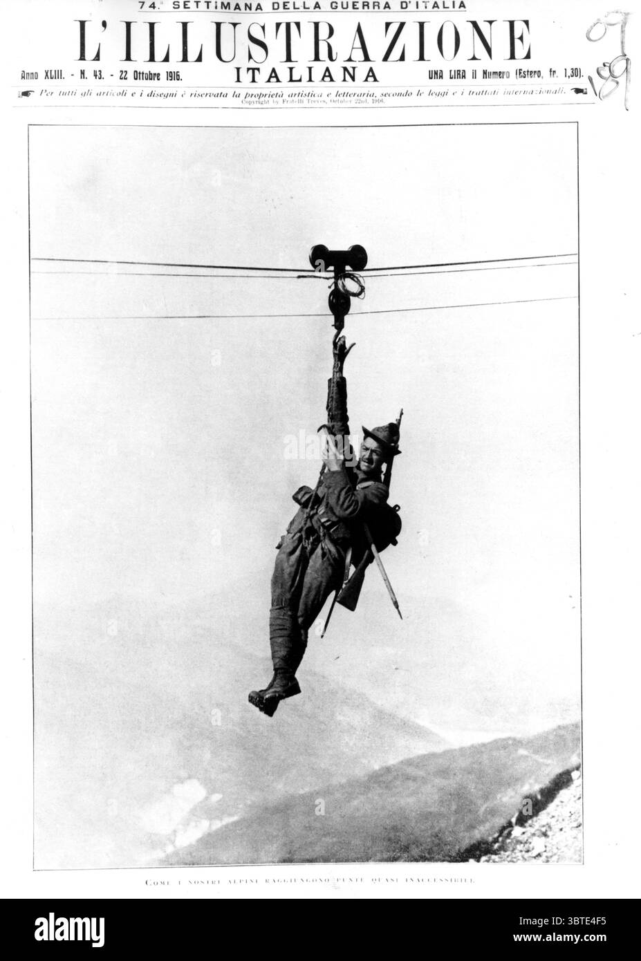 Mit Seilbahnen zum Erreichen von Positionen. 1916 Stockfoto