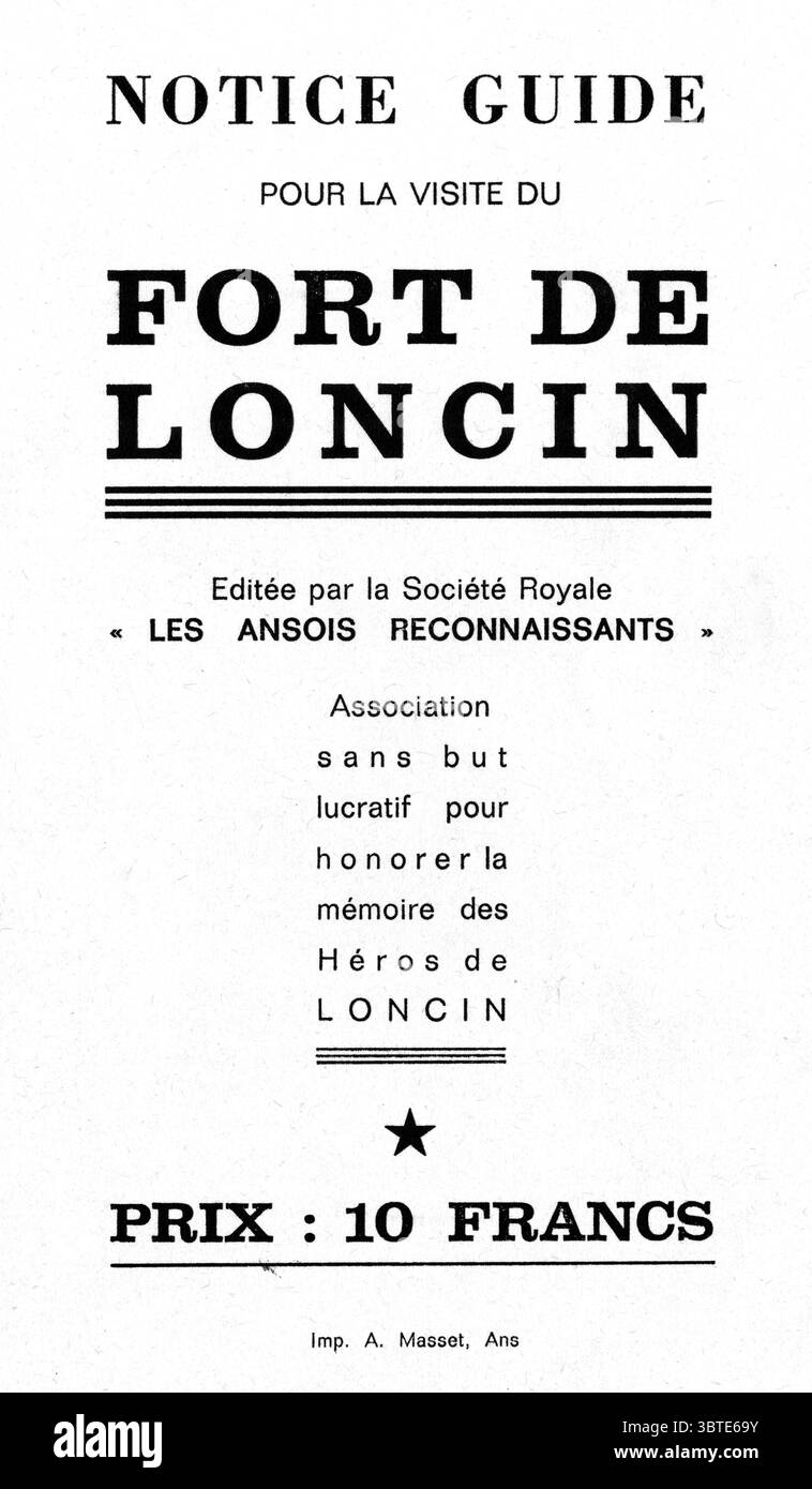 Ein Führer zum Fort von Loncin zum Gedenken an die Toten. 1914 Stockfoto