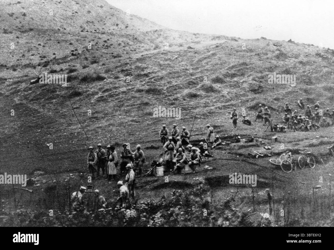 Französische Soldaten vor dem bulgarischen Angriff Stockfoto