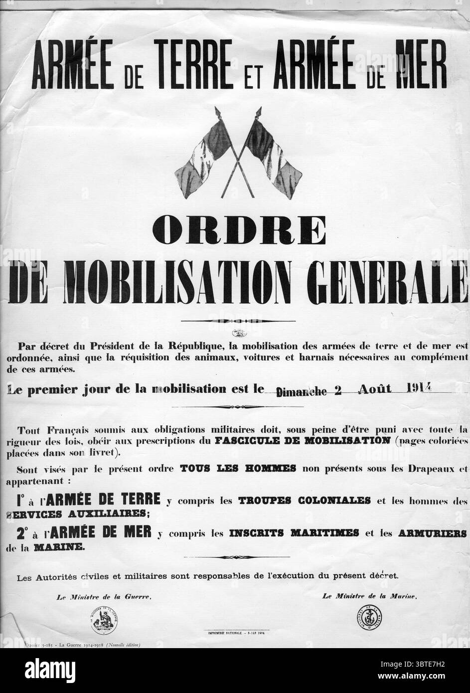 Mobilisierungsbefehle Generäle 1914 Stockfoto