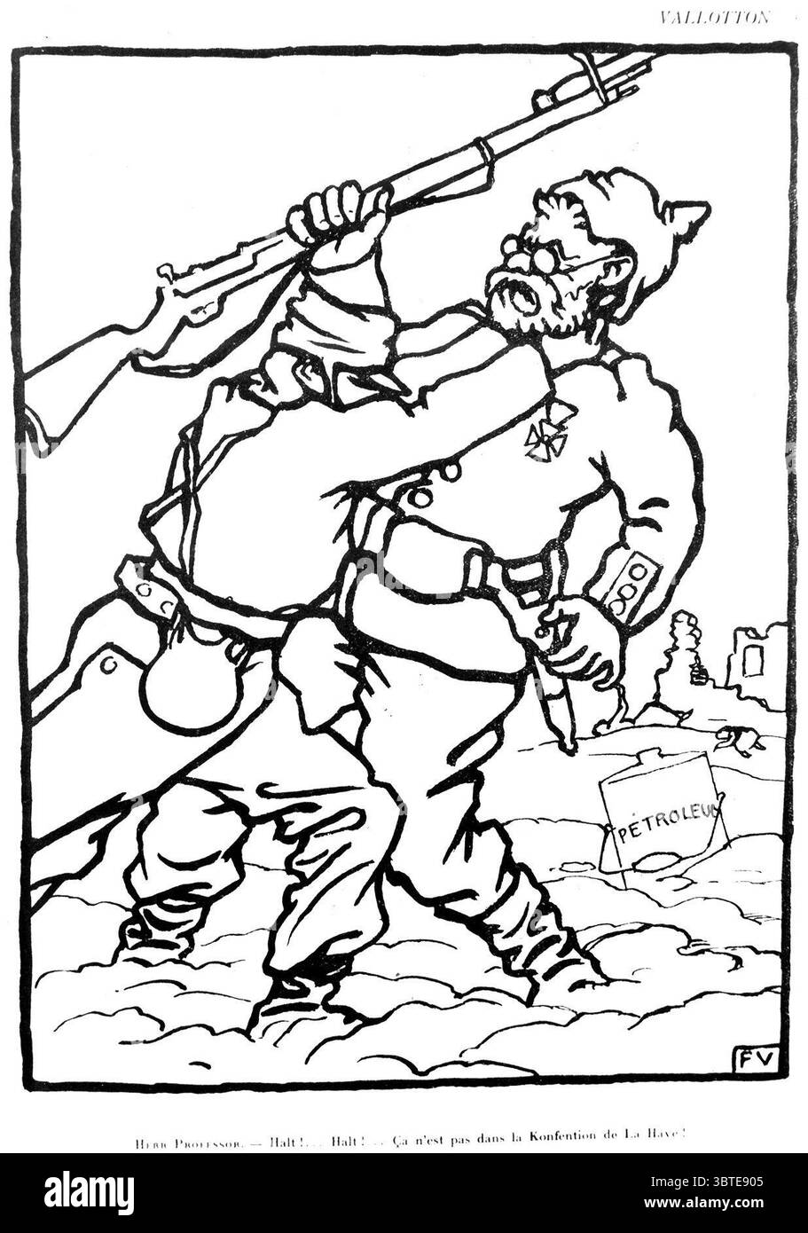 Hör auf, hör auf, du brichst die Haager Konvention. ( Franzose erwürgt Deutsch ) Stockfoto