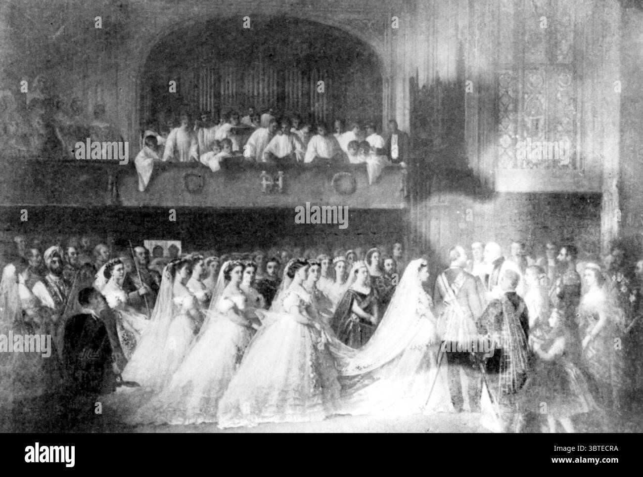 Hochzeit von Prinzessin Helena von Großbritannien : 25. Mai 1846 - 9. Juni 1923 mit Prinz Christian Schleswig-Holstein : 22. Januar 1831 - 28. Oktober 1917 in der Privatkapelle auf Schloss Windsor, England 5. Juli 1866 Stockfoto