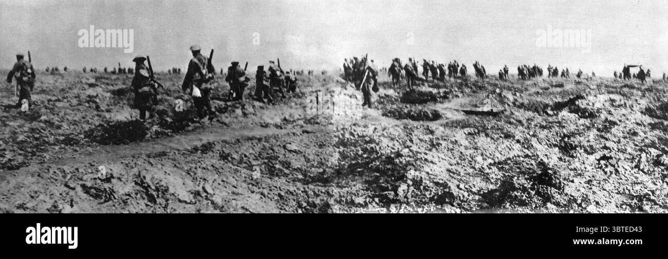 Erster Weltkrieg Dritte Welle bei Arras, Frankreich: Alliierte Truppen führen eine Offensive an, die versucht, die deutsche Verteidigung zu brechen Stockfoto