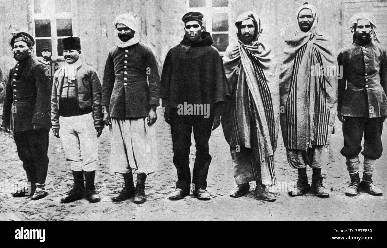 Typen französischer Kolonialsoldaten aus dem Ersten Weltkrieg in einem deutschen Gefangenenlager Stockfoto