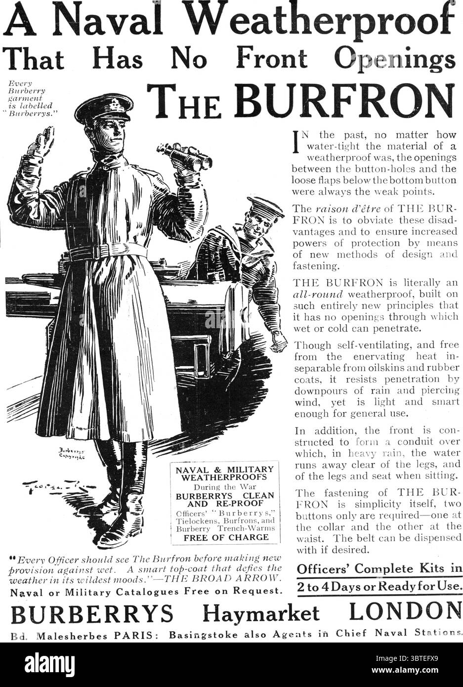 Werbung für Burberry Regenjacke 1917 Stockfoto