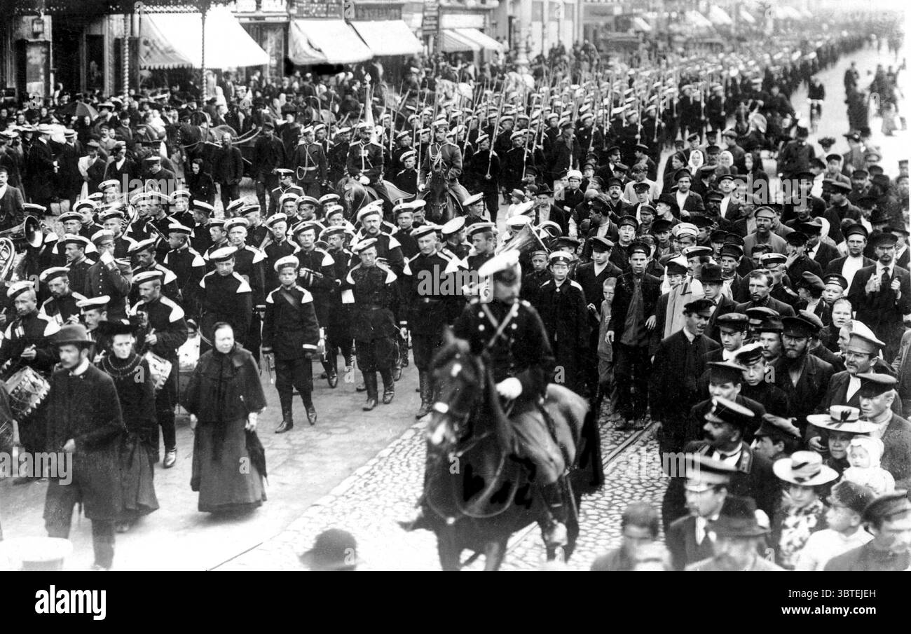 Russische Infanterie während der allgemeinen Mobilisierung. 1914 Stockfoto