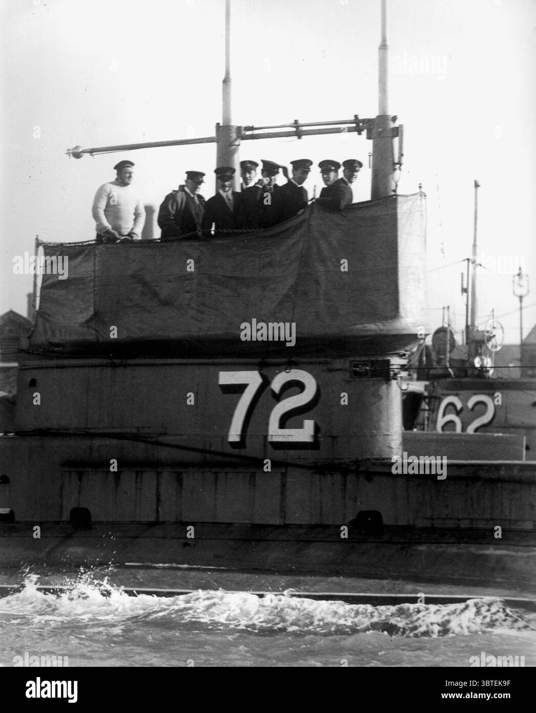 Winston Churchill (Lord of the Admiralty) an Bord des U-Boots 72 (2. Von rechts) 1914 Stockfoto
