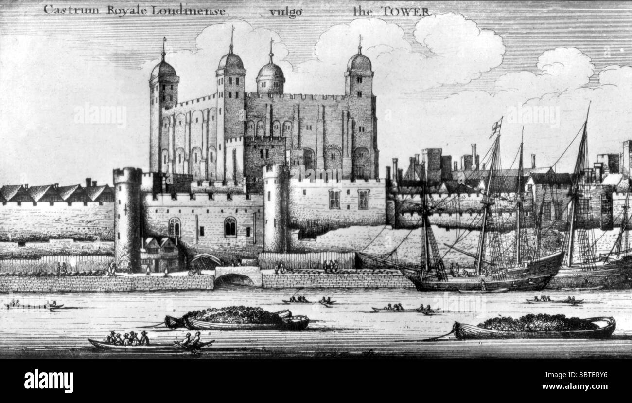 Eine Ätzung des Tower of London (Wenceslaus Hollar 1607-1677) aus dem 17. Jahrhundert Stockfoto