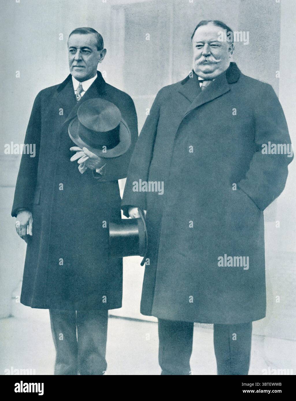 Thomas Woodrow Wilson : 28. Dezember 1856 - 3. Februar 1924 Präsident der Vereinigten Staaten mit Ex-Präsident William Howard Taft 1912 Stockfoto