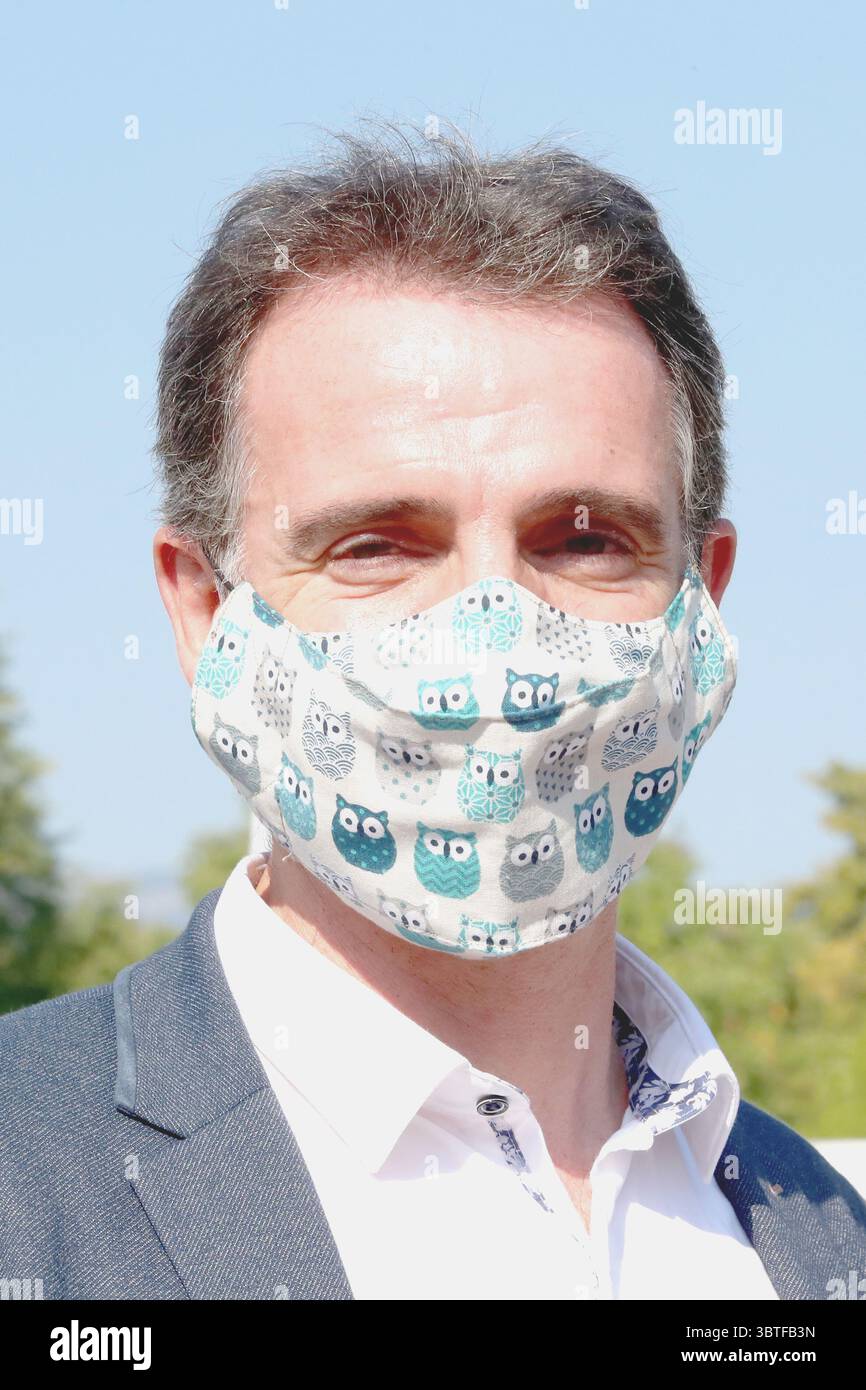 TOUR DE FRANCE 2020- UCI Cycling World Tour unter Virusausbruch. Etappe 17. Von Grenoble nach Meribel am 16. September 2020, Grenoble, Frankreich. Eric Piolle Bürgermeister von Grenoble. (Foto: Pierre Teyssot/ESPA-Images)(Credit Image: &Copy; ESPA Photo Agency/CSM via ZUMA Wire) Stockfoto