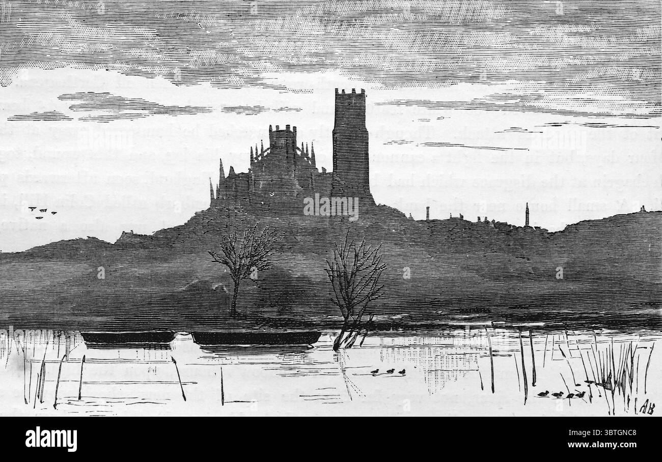 Ely from the Fens; Schwarz-weiß-Illustration aus unserem eigenen Land Vol IV, veröffentlicht von Cassell, Petter, Galpin & Co. Im späten 19. Jahrhundert. Stockfoto