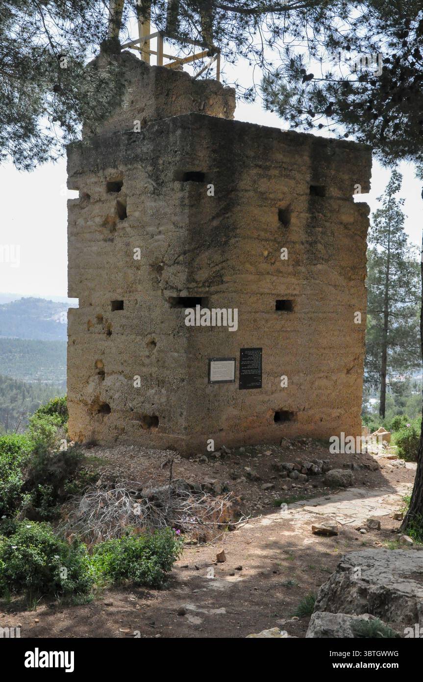 Gedenkstätte für die Verteidiger des Kibbuz Kiryat Anavim in den Judäischen Hügeln Israels. Im arabisch-israelischen Krieg 1948 wurde das 4. Bataillon der Palmach (Har Stockfoto