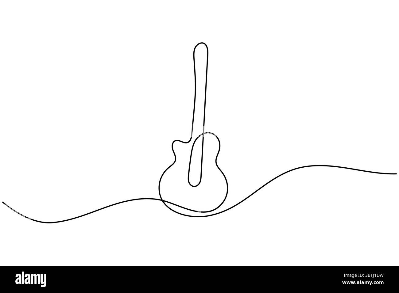 Durchgehende einzeilige Gitarrenzeichnung Vektor einfache Umrisse Musikinstrument minimalistischer Stil Stock Vektor
