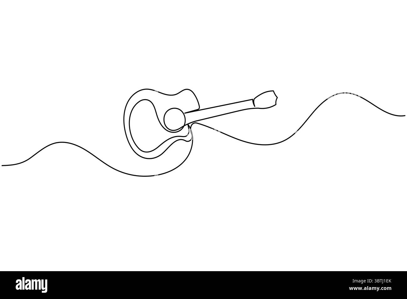 Durchgehende einzeilige Gitarrenzeichnung Vektor einfache Umrisse Musikinstrument minimalistischer Stil Stock Vektor