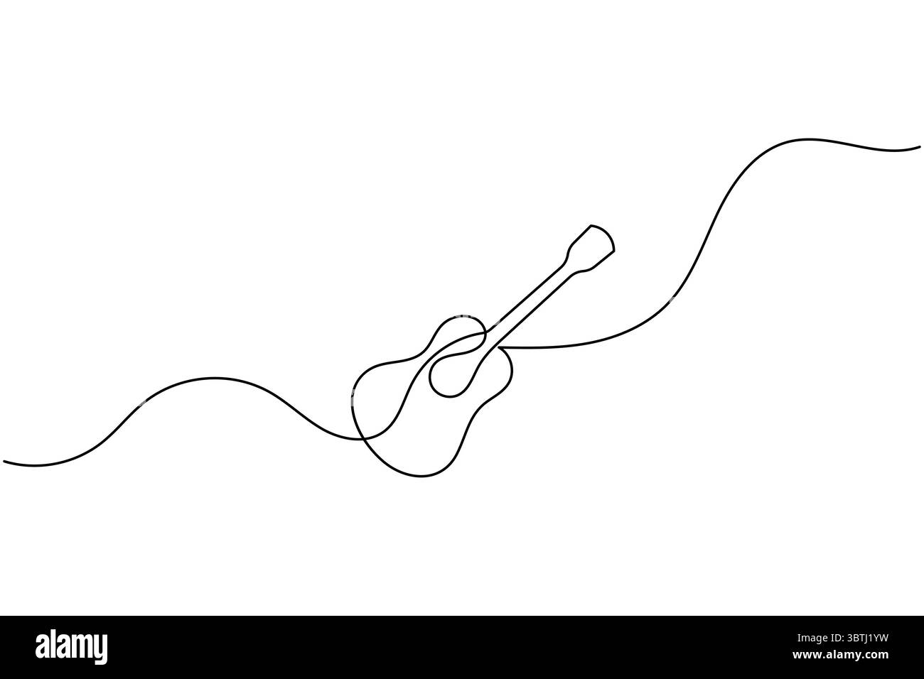 Durchgehende einzeilige Gitarrenzeichnung Vektor einfache Umrisse Musikinstrument minimalistischer Stil Stock Vektor