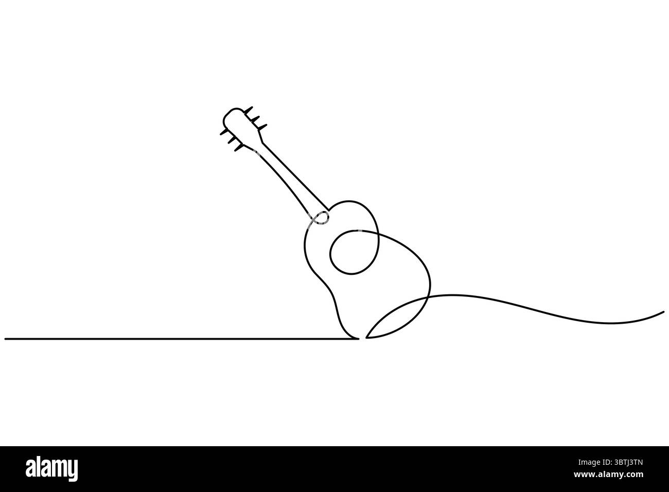 Durchgehende einzeilige Gitarrenzeichnung Vektor einfache Umrisse Musikinstrument minimalistischer Stil Stock Vektor