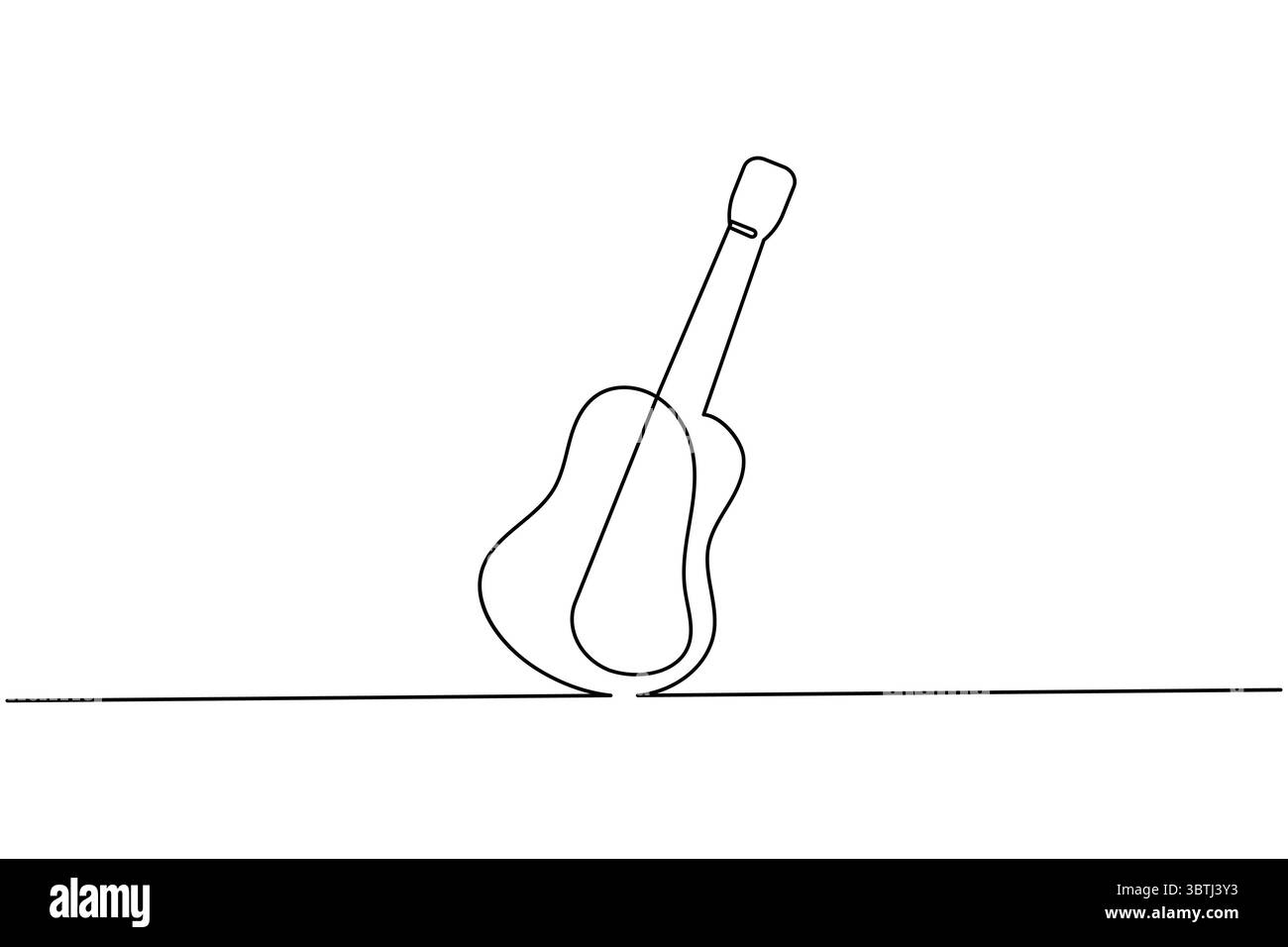 Durchgehende einzeilige Gitarrenzeichnung Vektor einfache Umrisse Musikinstrument minimalistischer Stil Stock Vektor