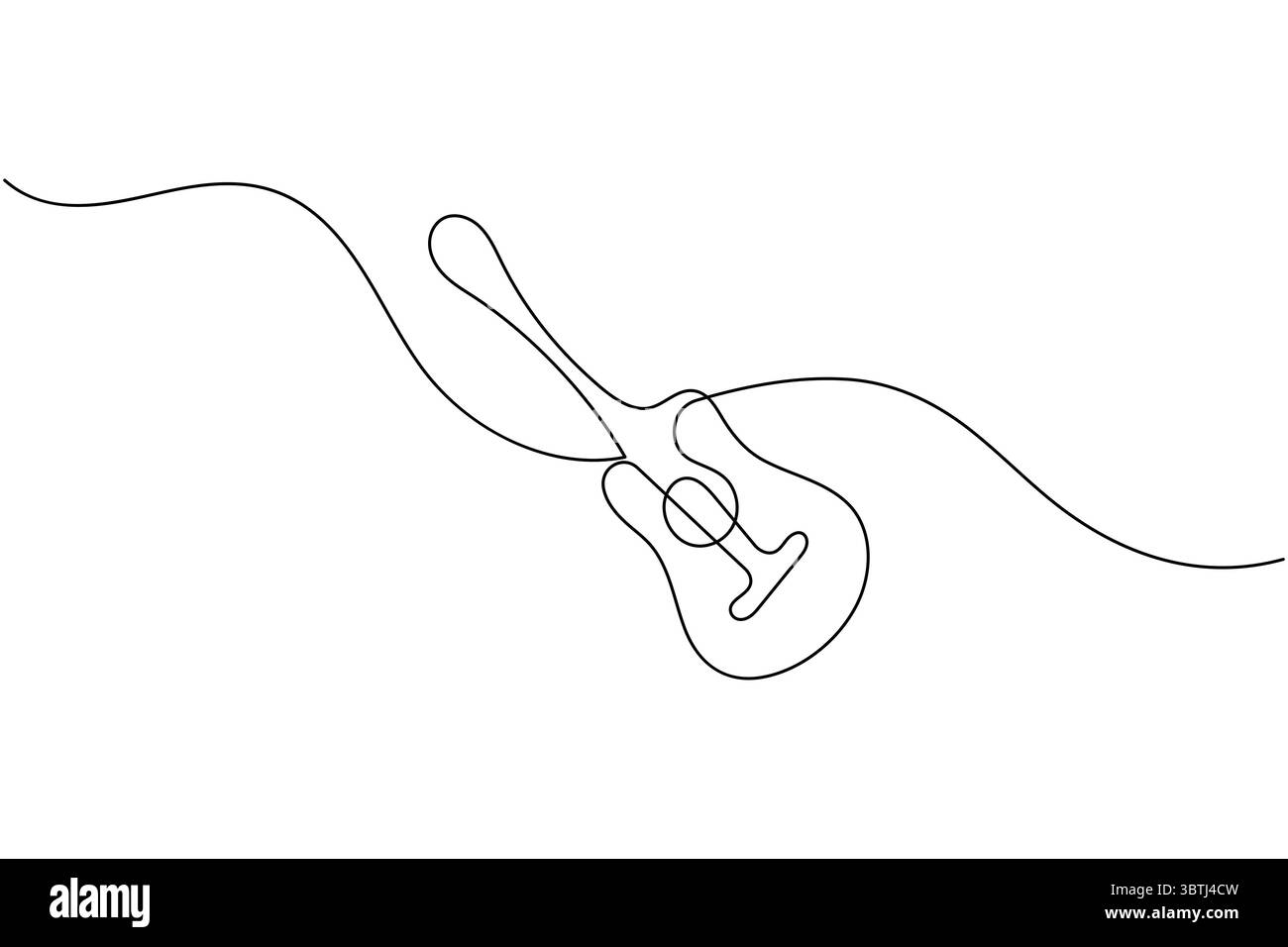 Durchgehende einzeilige Gitarrenzeichnung Vektor einfache Umrisse Musikinstrument minimalistischer Stil Stock Vektor