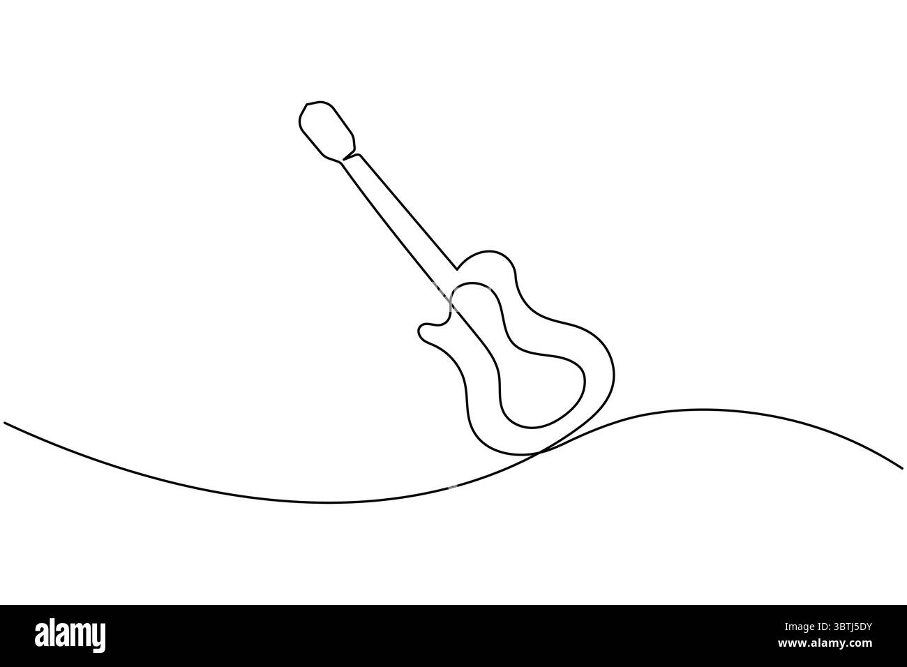 Durchgehende einzeilige Gitarrenzeichnung Vektor einfache Umrisse Musikinstrument minimalistischer Stil Stock Vektor