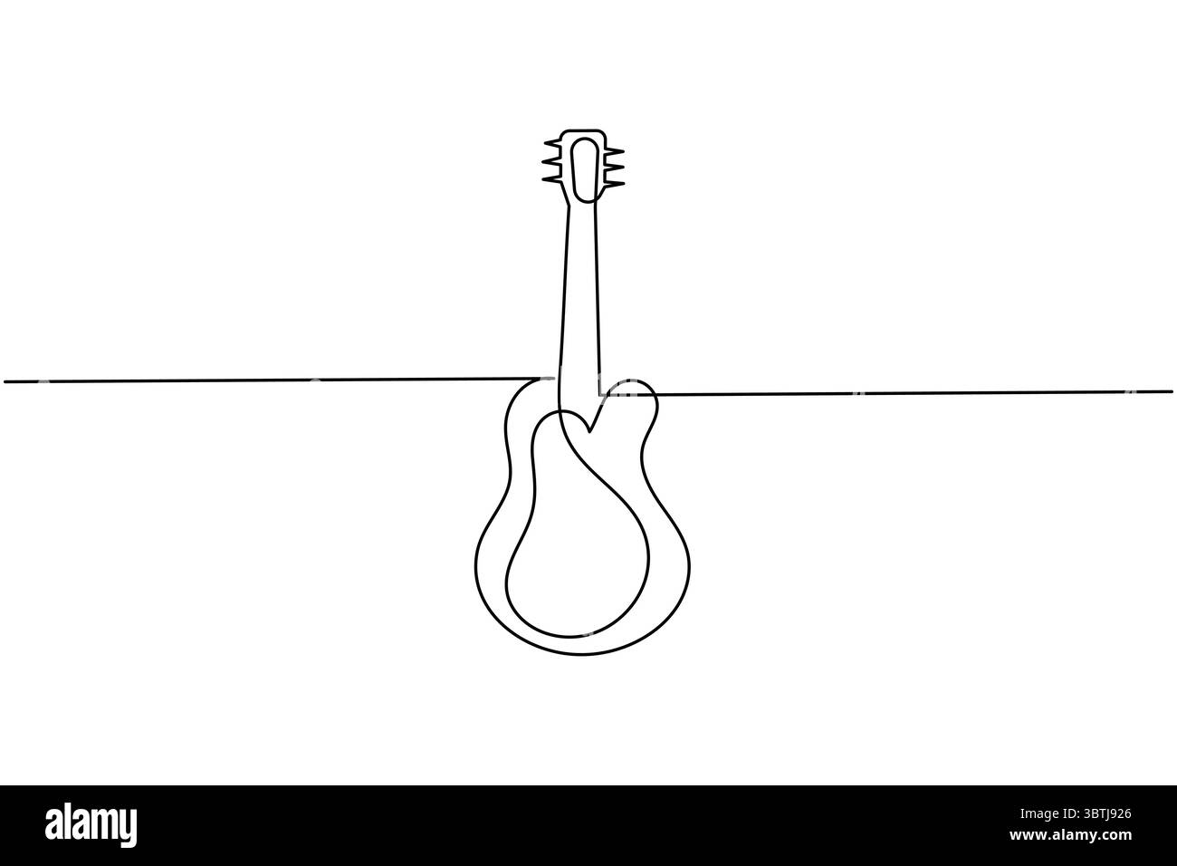 Durchgehende einzeilige Gitarrenzeichnung Vektor einfache Umrisse Musikinstrument minimalistischer Stil Stock Vektor
