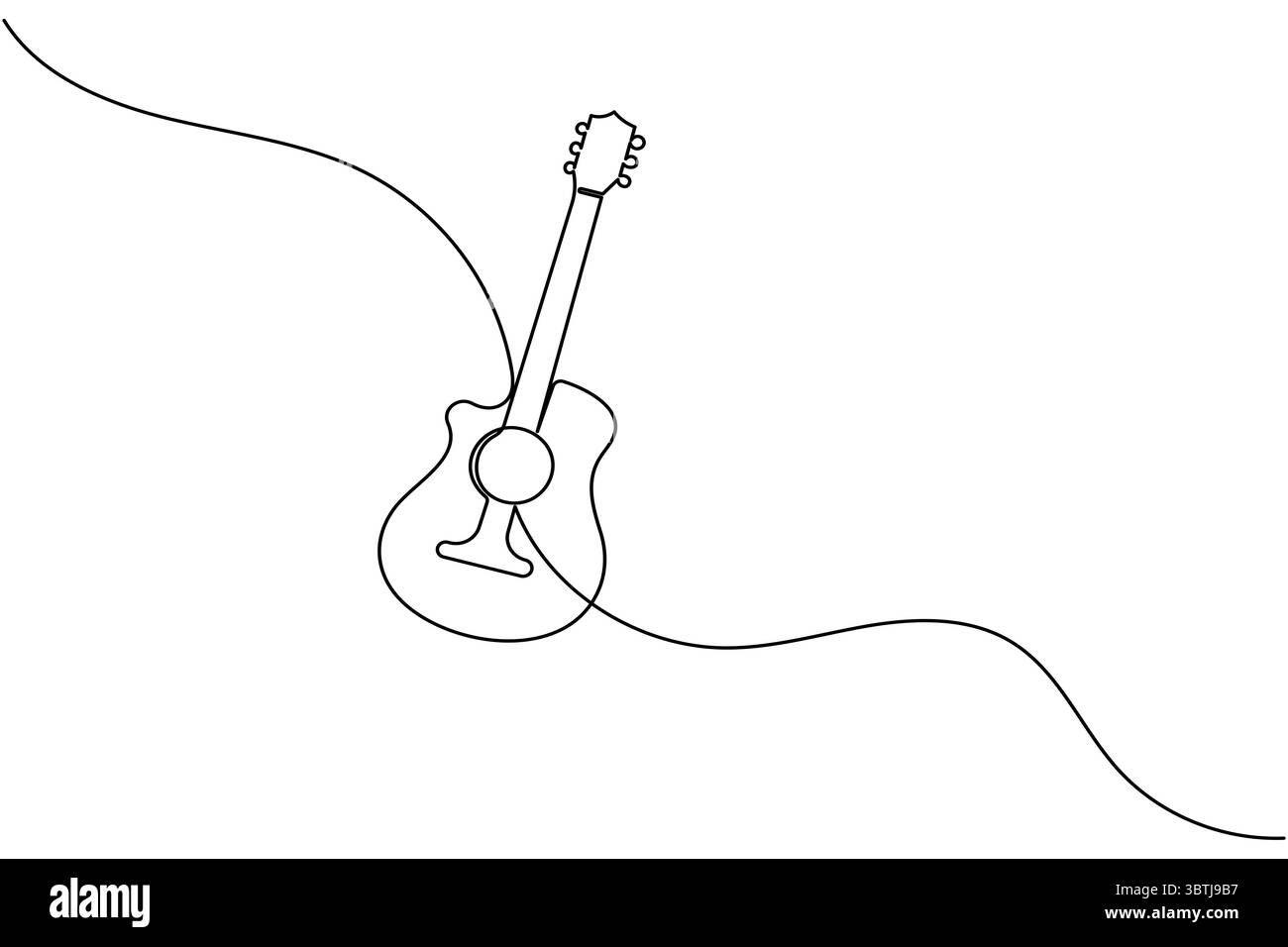 Durchgehende einzeilige Gitarrenzeichnung Vektor einfache Umrisse Musikinstrument minimalistischer Stil Stock Vektor