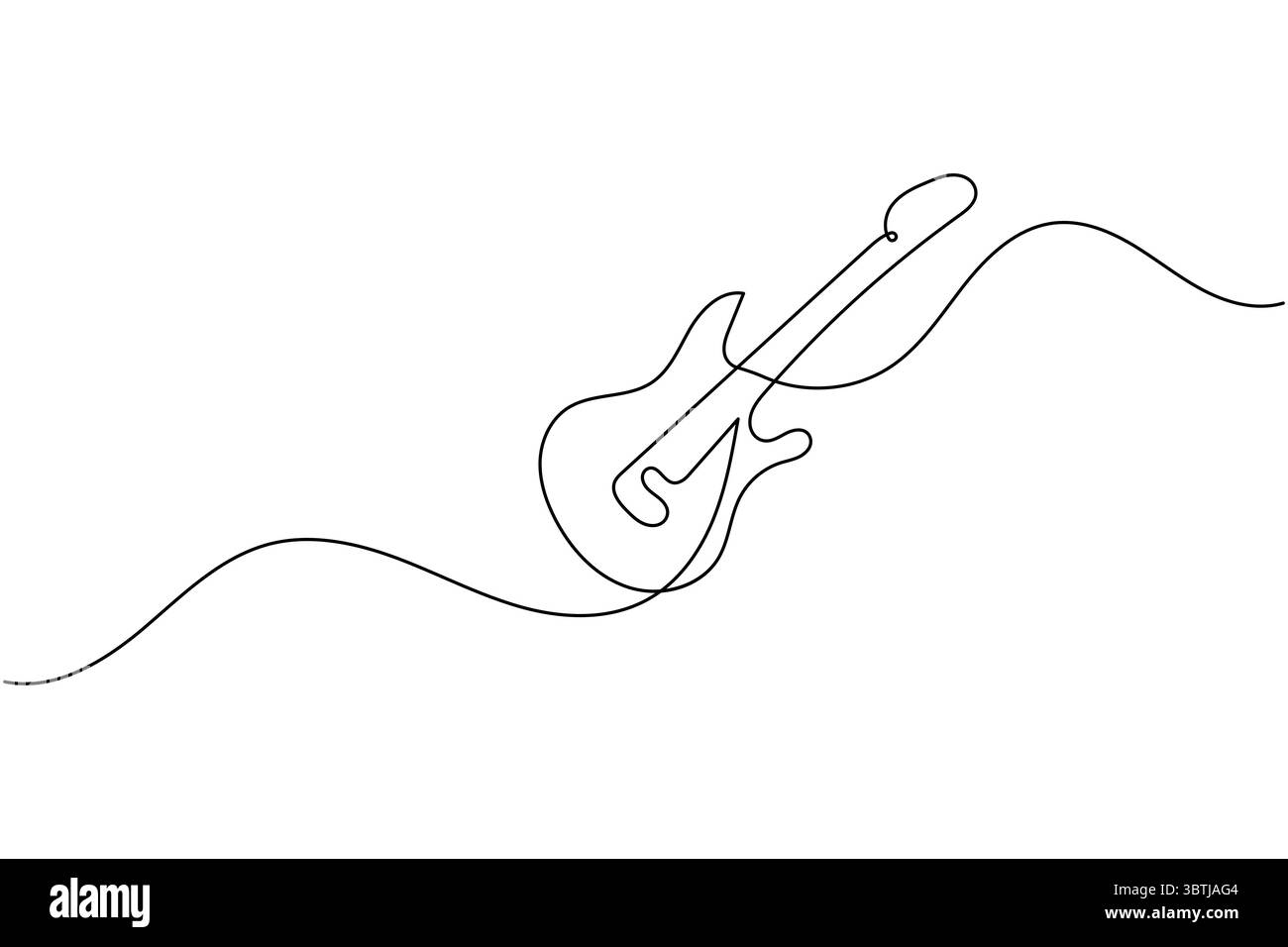 Durchgehende einzeilige Gitarrenzeichnung Vektor einfache Umrisse Musikinstrument minimalistischer Stil Stock Vektor