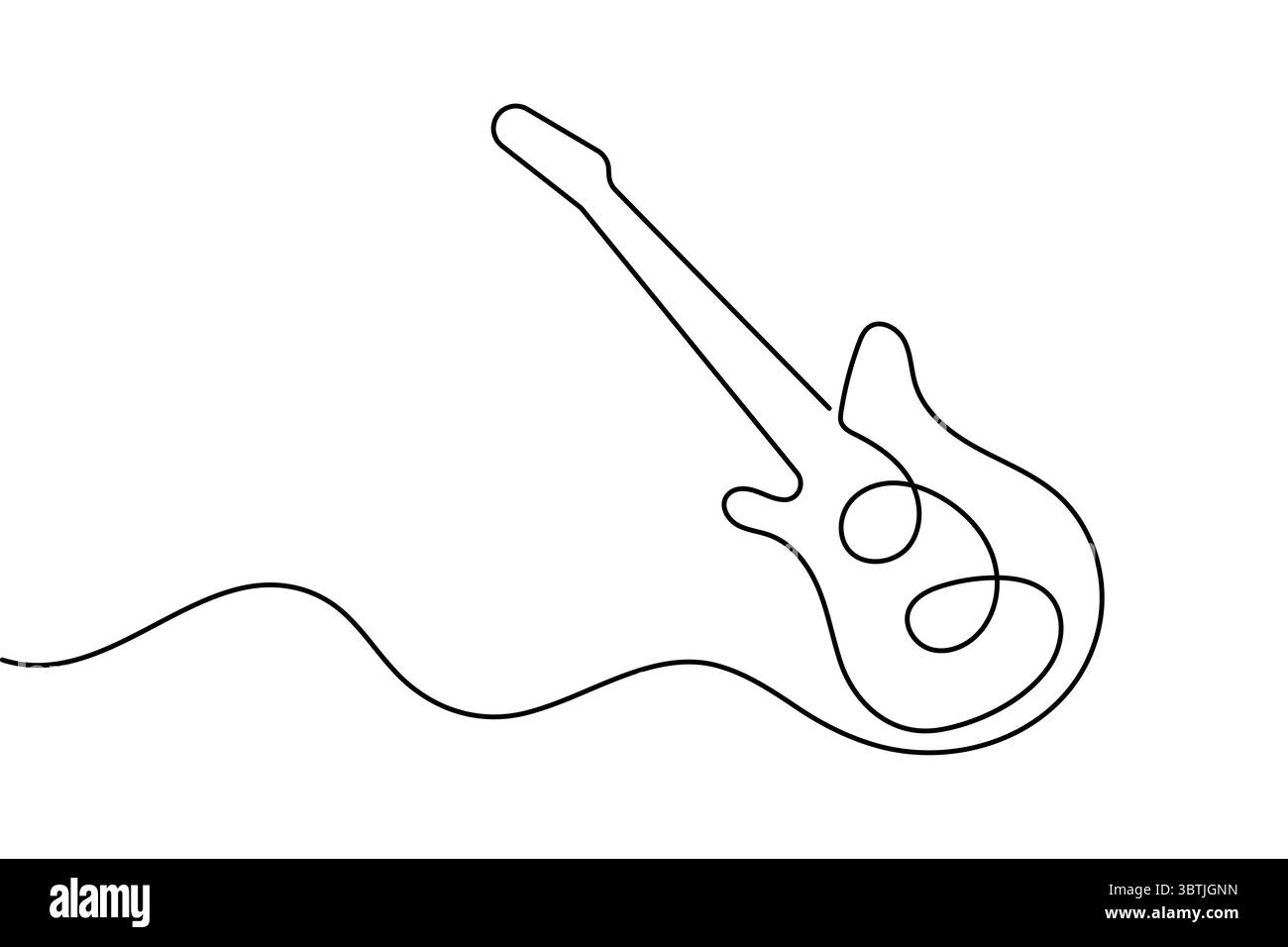 Durchgehende einzeilige Gitarrenzeichnung Vektor einfache Umrisse Musikinstrument minimalistischer Stil Stock Vektor