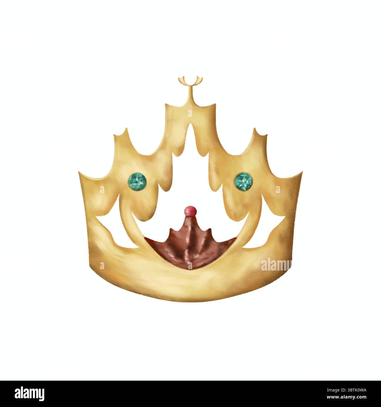 Eine wunderschön gefertigte goldene Krone Illustration im Aquarellstil mit eleganten und verzierten Details. Perfekt für Fantasy-Themen Stockfoto