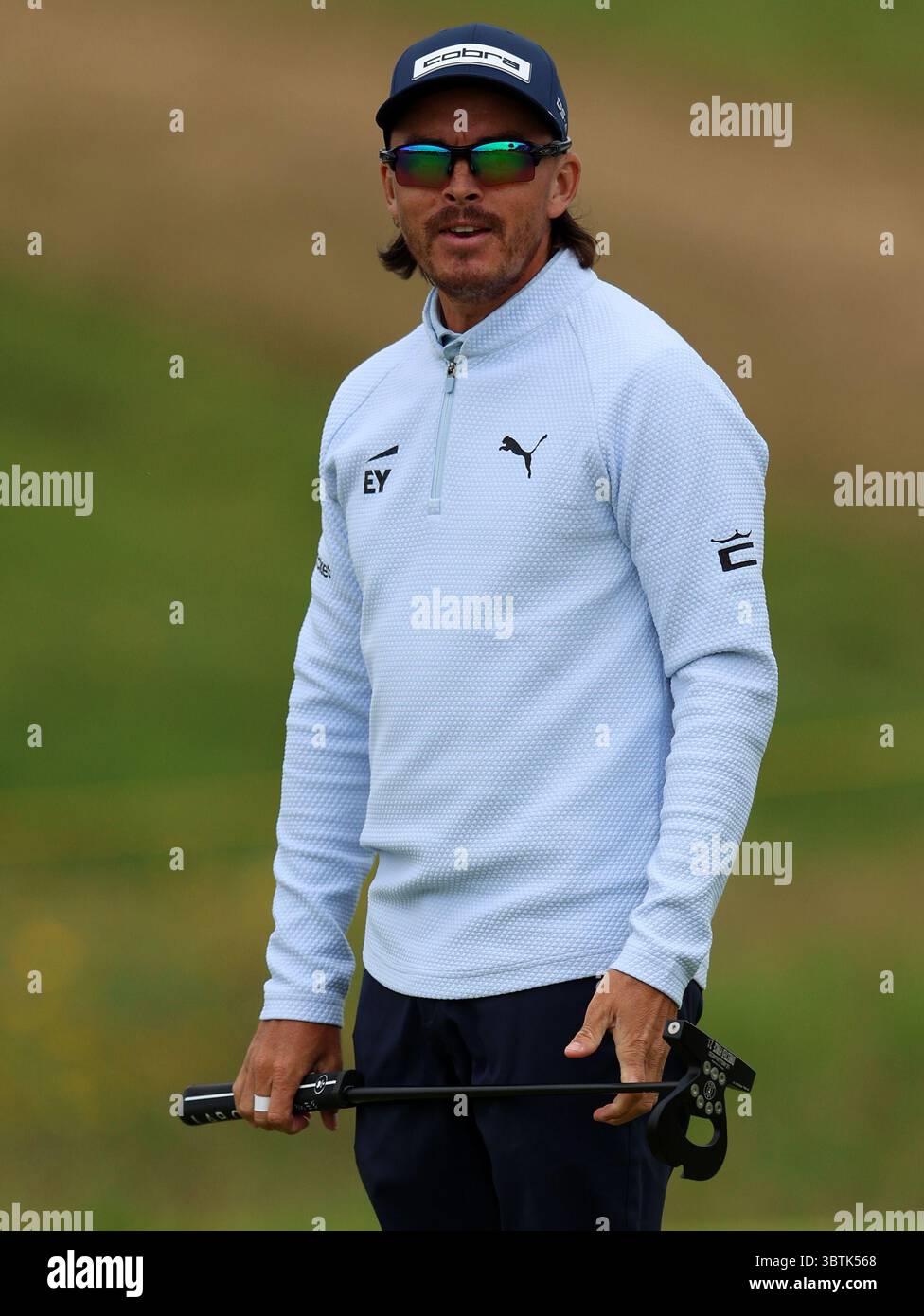 15. Juli 2025; Royal Portrush Golf Club, Portrush, County Antrim, Nordirland; Open Golf Championship Practice Day 3; Ricky Fowler (USA) auf dem 12. Green Stockfoto