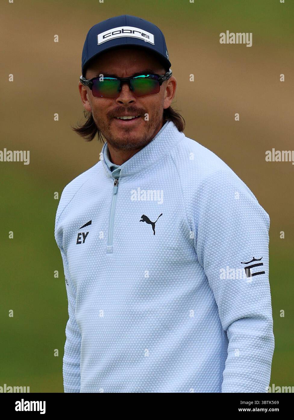 15. Juli 2025; Royal Portrush Golf Club, Portrush, County Antrim, Nordirland; Open Golf Championship Practice Day 3; Ricky Fowler (USA) auf dem 12. Green Stockfoto
