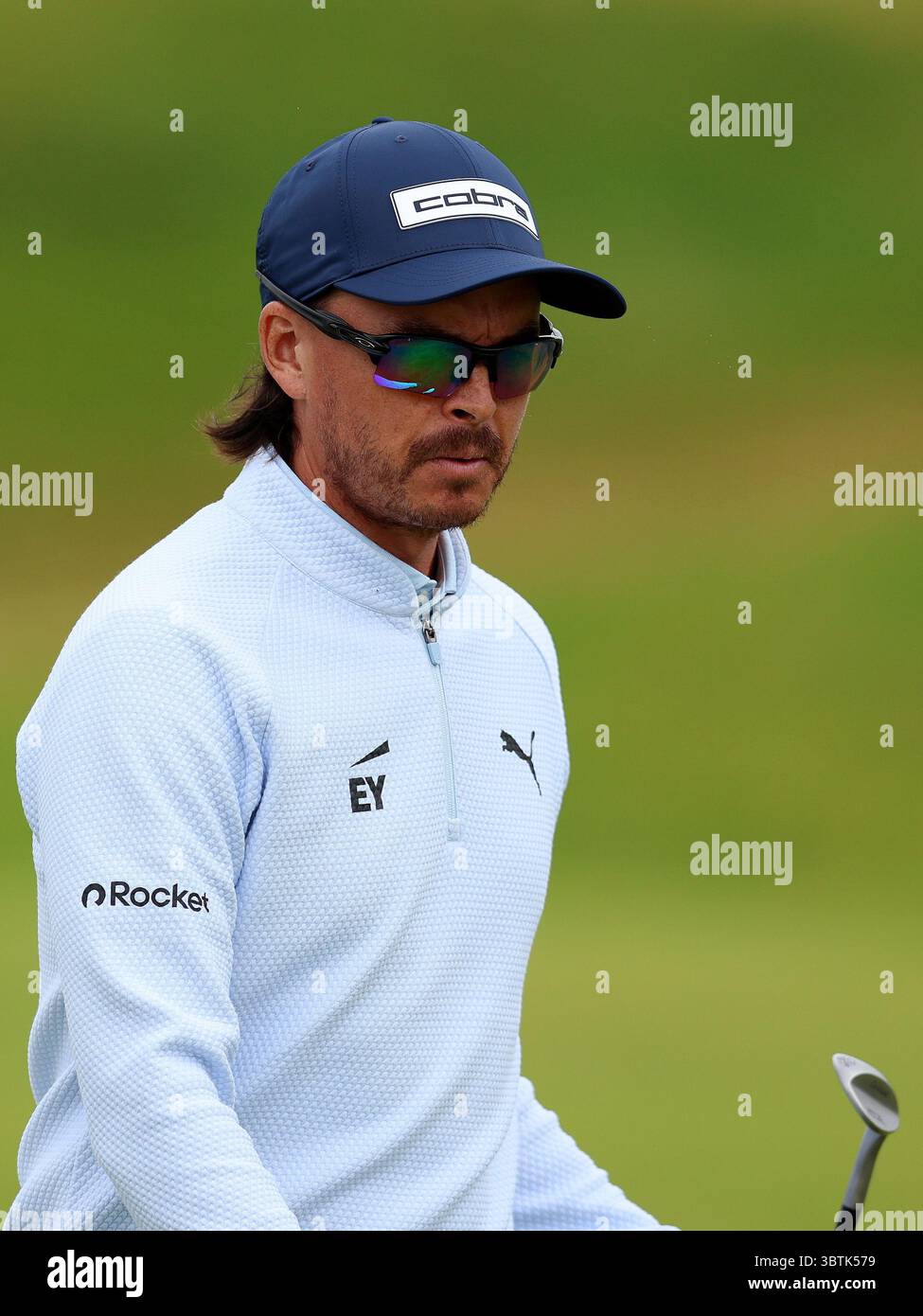 15. Juli 2025; Royal Portrush Golf Club, Portrush, County Antrim, Nordirland; Open Golf Championship Practice Day 3; Ricky Fowler (USA) auf dem 12. Green Stockfoto