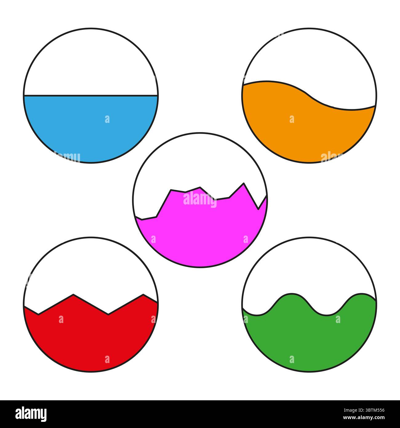 Flüssige Füllformen. Farbenfrohe abstrakte Elemente. Geometrische moderne Formen. Abgerundete quadratische Grafik. Stock Vektor