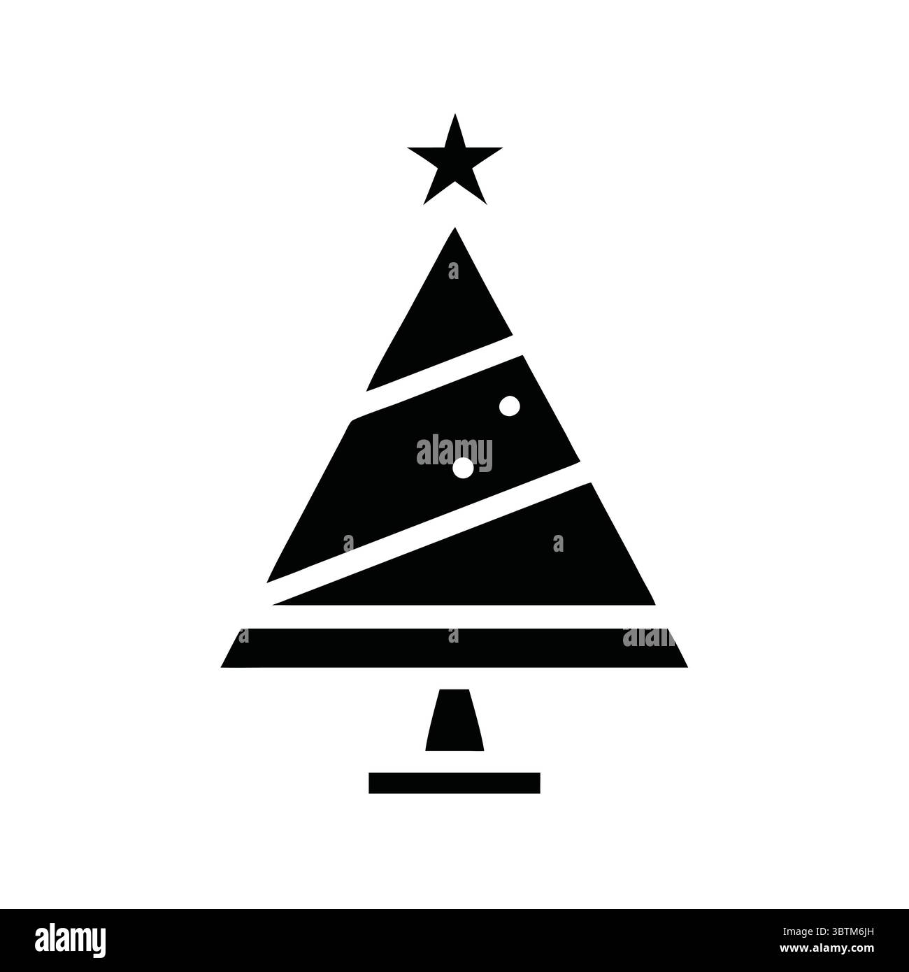 „Minimalistischer schwarzer Weihnachtsbaum mit Stern und Ornamenten“ Stock Vektor