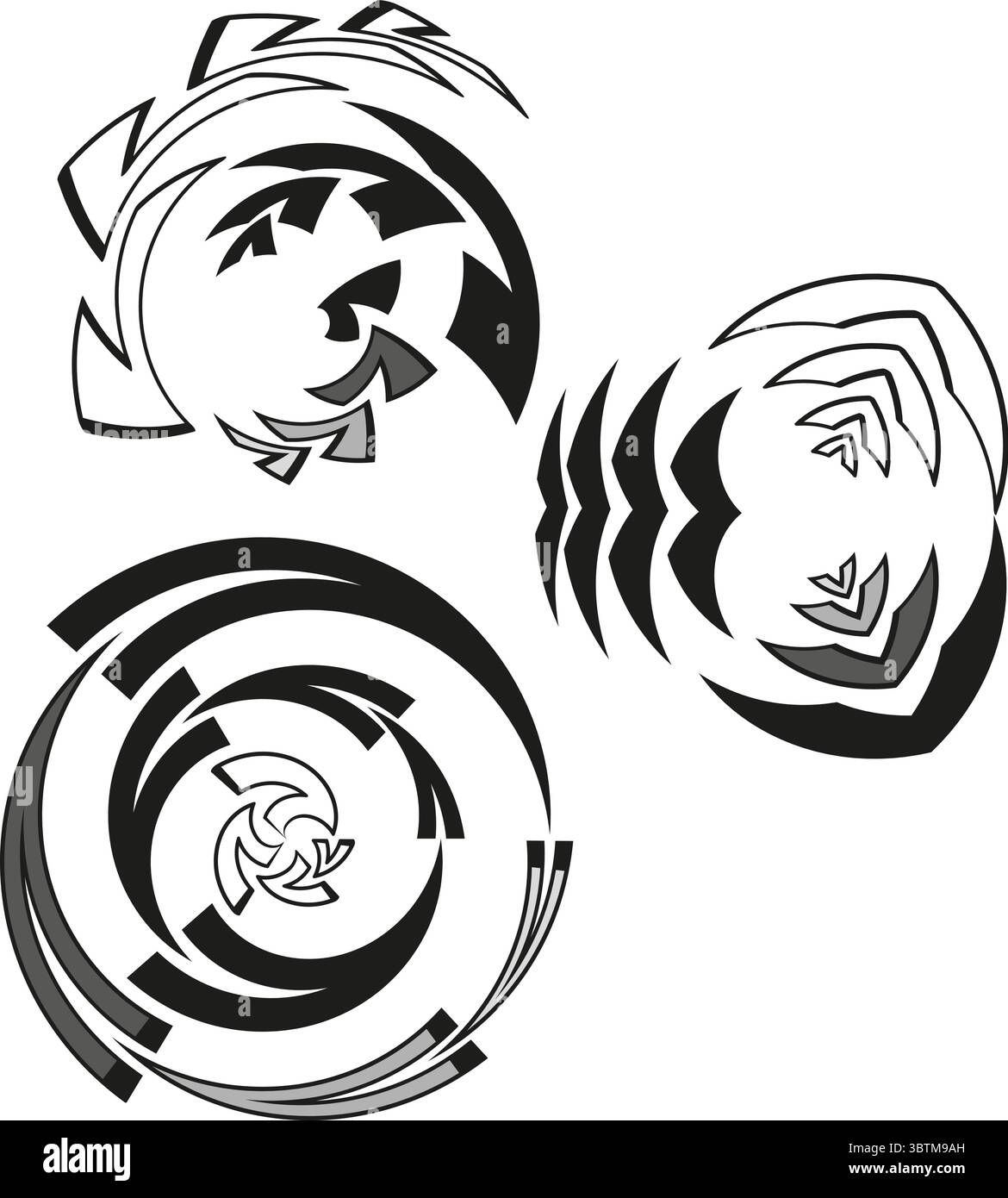 Abstrakte Spiralmuster. Dynamische Radialformen. Künstlerische Wirbel-Elemente. Vektor modernes Design. Stock Vektor