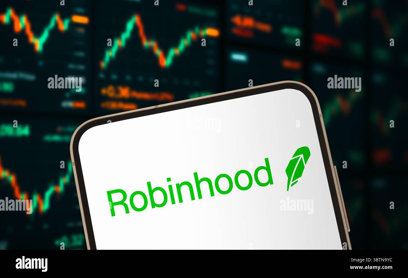 Robinhood Markets Application wird auf dem Smartphone angezeigt Stockfoto