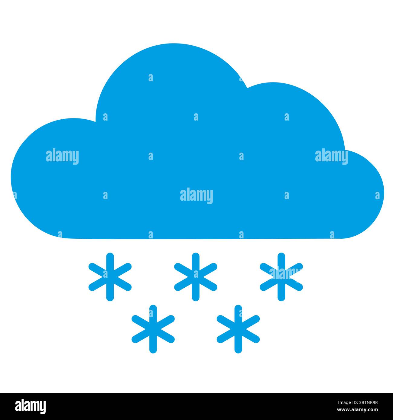 Blaues Wolkensymbol mit Schneeflocken, die die Wettervorhersage darstellen Stock Vektor