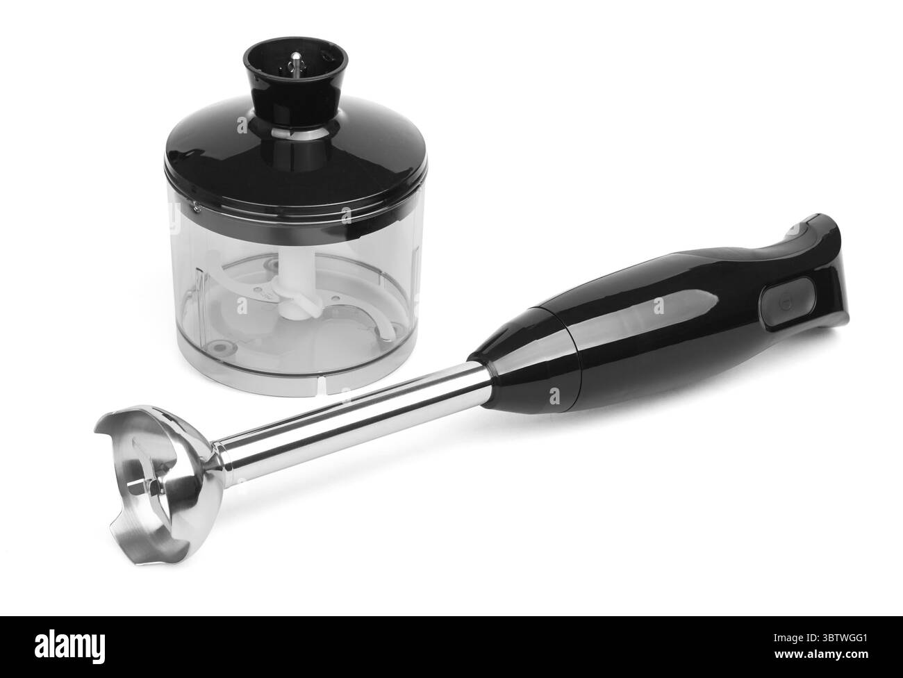 Stabmixer isoliert auf weißem Hintergrund Stockfoto