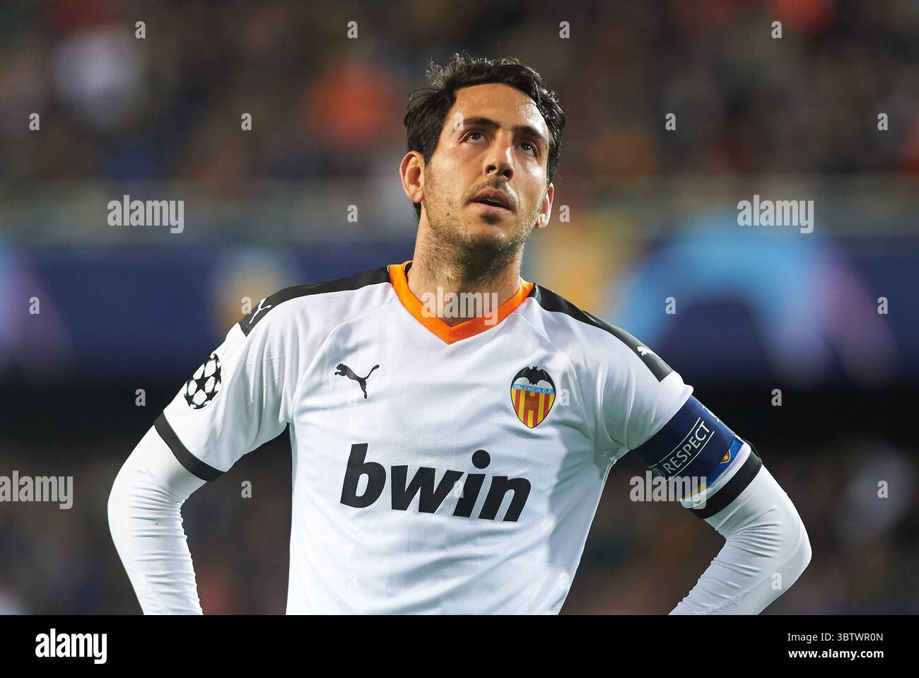 27. November 2019, Valencia, Spanien: Daniel Parejo aus Valencia reagiert beim Spiel der Gruppe H der UEFA Champions League zwischen Valencia und Chelsea am 27. November 2019 im Mestalla Stadium in Valencia (Spanien) (Foto: © AFP7 Via ZUMA Wire) Stockfoto