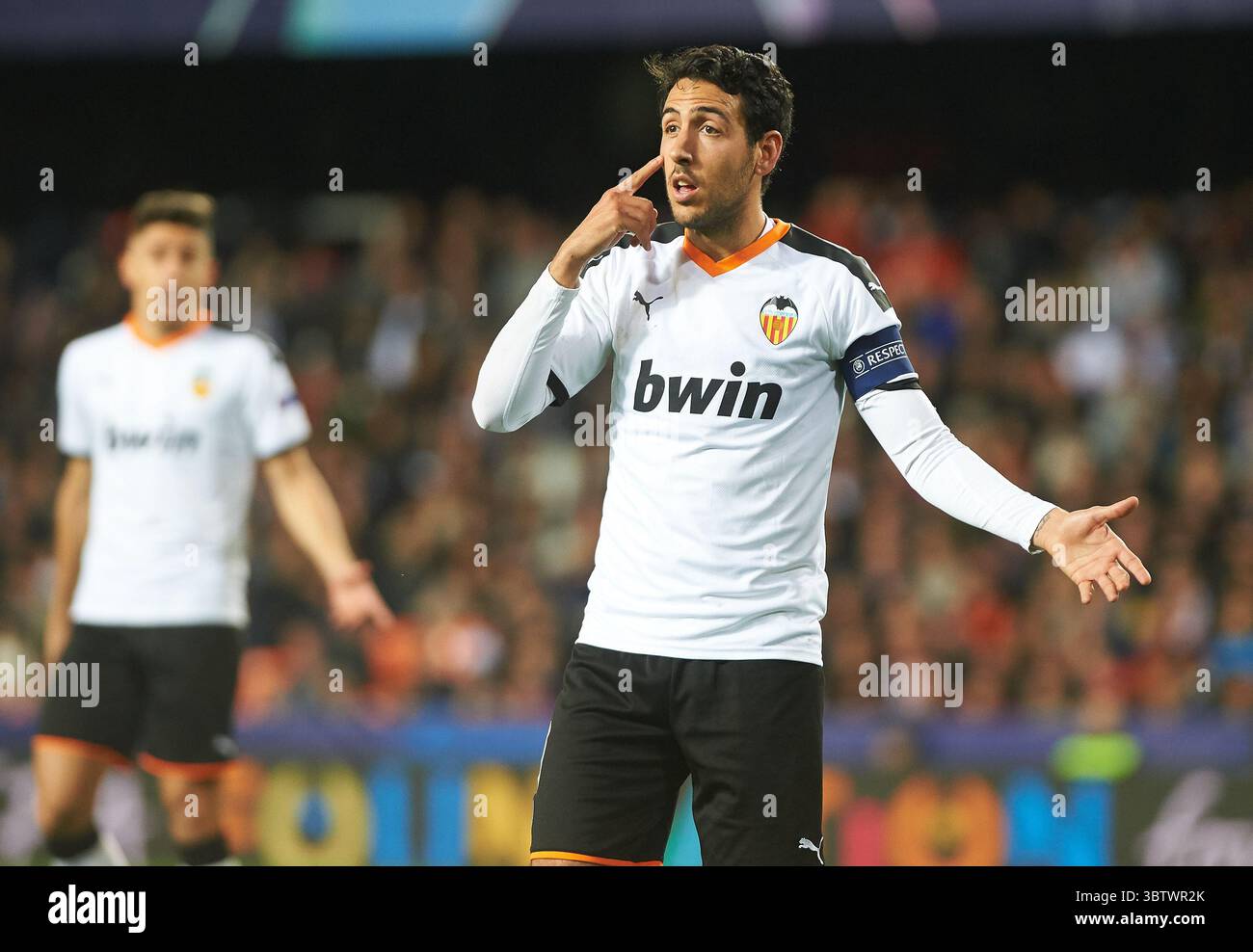 27. November 2019, Valencia, Spanien: Daniel Parejo aus Valencia reagiert beim Spiel der Gruppe H der UEFA Champions League zwischen Valencia und Chelsea am 27. November 2019 im Mestalla Stadium in Valencia (Spanien) (Foto: © AFP7 Via ZUMA Wire) Stockfoto