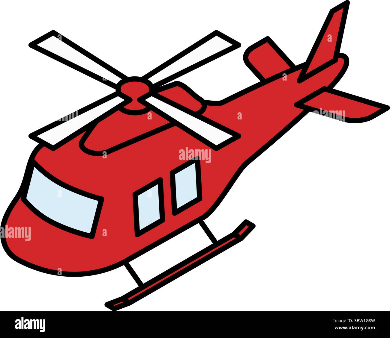 Fahrzeugsymbol, einfache und niedliche isometrische Linienzeichnung Symbol eines Hubschraubers, Vektor-Illustration Stock Vektor